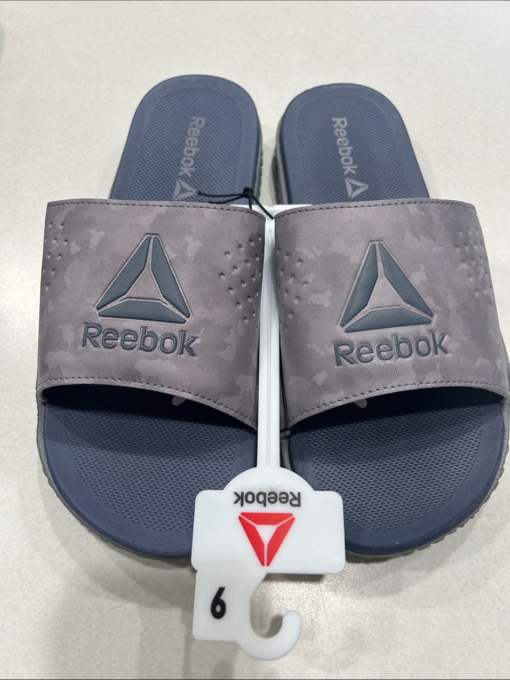 Men’s Reebok flip flop slip on grey sandal